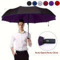 Fully Automatic 10 Bone Umbrella Men's Thickened Windproof, Sun Proof, Sunny and Rainy Dual-purpose Business Folding Umbrella.