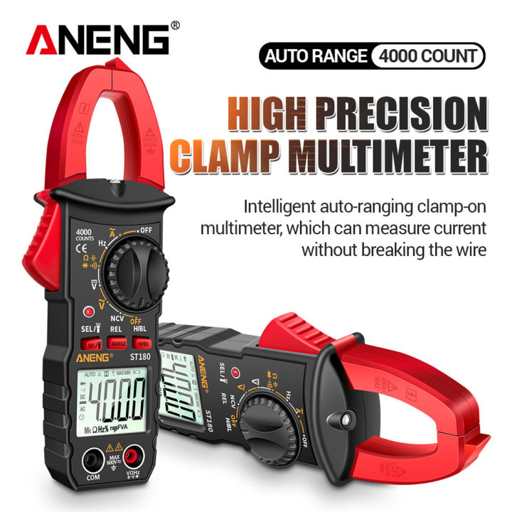 ANENG ST180 Digital Ammeter Pliers 4000 Counts Clamp Meter AC/DC ...