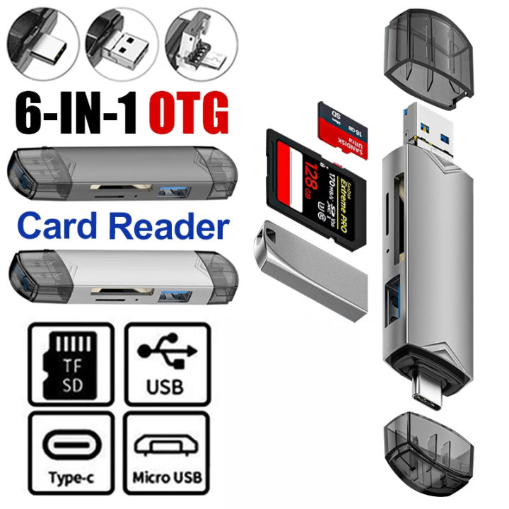 OTG 6 in 1 Type C SD TF Card Reader Micro USB Flash Drive Adapter 5Gbps ...
