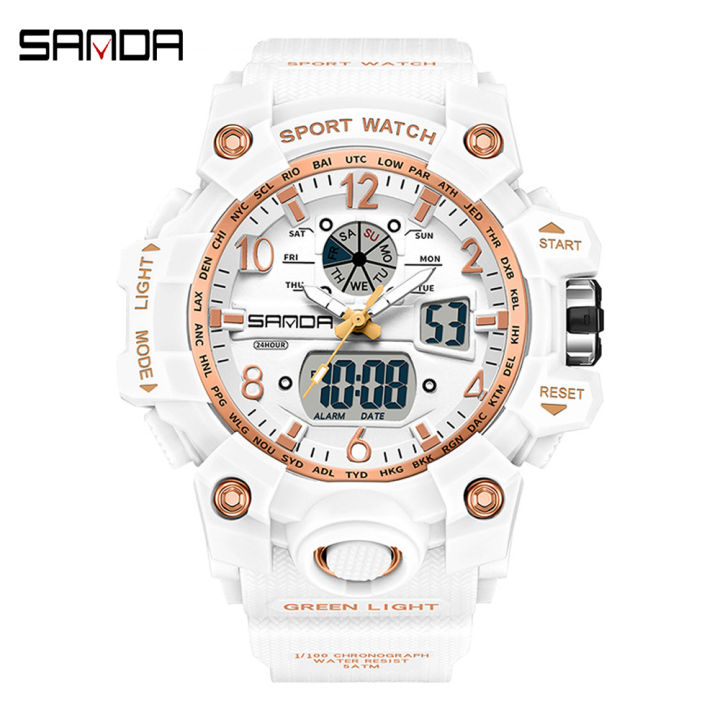 SANDA Luxury Brand Women's Digital-Analog Watches LED Digital Clock Casual Ladies Electronic Watch Women Reloj Mujer
