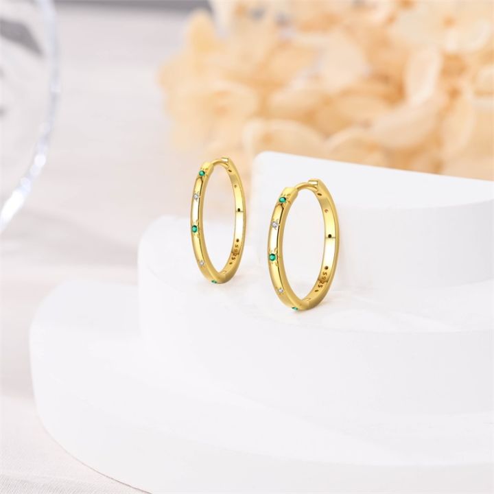 Women%20Earrings%20925%20Sterling%20Silver%20Classic%20Gold%20Starlight%20Hoop%20Earrings%20For%20Anniversary%20Wedding%20Jewelry%20%20-%20Image%203