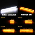 2Pcs Led Car DRL Daytime Running Lights Waterproof Universal DC 12V Auto Headlight Sequential Turn Signal Yellow Flow Day Light. 