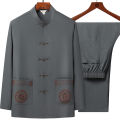 Tang Suit (top + Pants) Men's Middle-aged and Elderly Father Long Sleeve Old Man Clothes Grandpa Wear Chinese Style Tai Chi Suit.