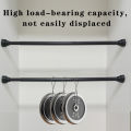 Black Non Drilling Shower Curtain Rod Spring Rotating Telescopic Wardrobe/Curtain Rod Extendable Anti Slip Stainless Steel Rod. 