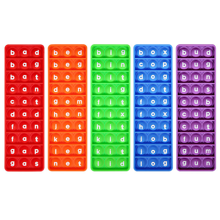 5pcs Word Pop 100 CVC Words Games Pop Toys, Phonics Learning Fidget Toys, Learn To Read Teaching Resources For Preschool Kids
