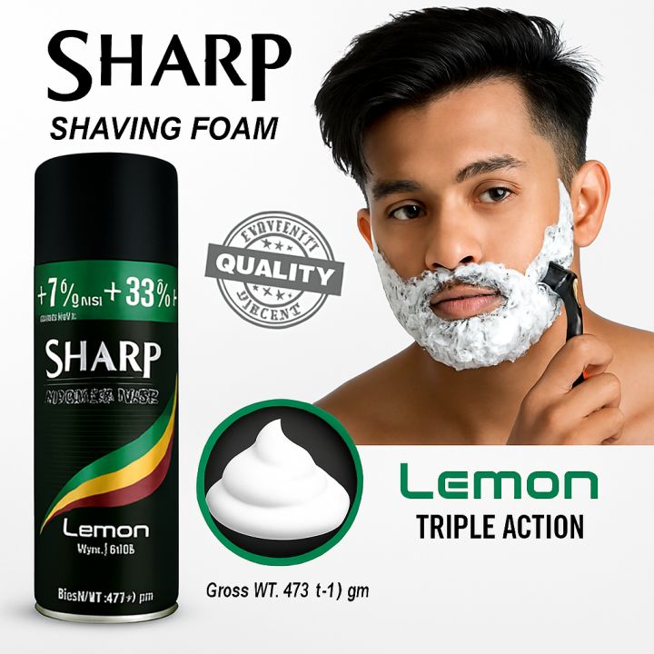 SHARP Menthol Lemon Shaving Foam – 400ml - Girlez