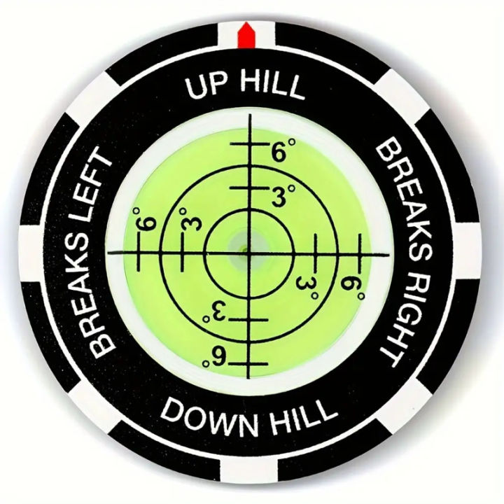 1pc High-Precision Golf Ball Marker with Green Reading Aid, Hat Clip - Target Design (Up Hill/Down Hill/Breaks Left/Right)