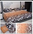 Gold floral Bed sheet with luxury border 3 piece king size crystal Cotton fabric. 