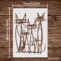 1Pcs A4 Cat Stencils - Reusable Stencil Templates for DIY Home Decor, Crafts, and Art Projects. 