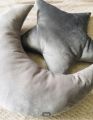 Decorative Soft Velvet Pack Of 2 Kids Room Cushions-Star And Moon Shape Babies Craddle/ Baby Cot Nursery Pillow. 