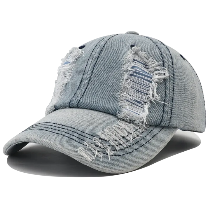 2024%20New%20Solid%20Color%20Ripped%20Baseball%20Cap%20Washed%20Denim%20Snapabck%20Hat%20Hip%20Hop%20Breathable%20Streetwear%20Distressed%20Hats%20for%20Women%20Men%20-%20Image%202