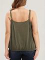 Women's V Neck Top Fashion Plus Size 1XL-5XL Summer Solid Cross Connection Tank Top Ladies Casual Sleeveless.