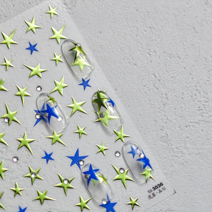 Grid%20Patterned%20Star%20Bowknot%20Cherry%20Polka%20Dot%20Line%20Colorful%20Geometric%20Five-pointed%20Star%20Adhesive%20Nail%20Art%20Sticker%20Manicure%20Decal%20-%20Image%205