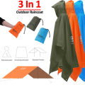 Outdoor 3 In 1 Raincoat Hooded Sleeve Long Waterproof Rain Poncho Motorcycle Rain Cover Camping Hiking Travel Rainwear Tent ﻿. 
