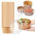 15pcs Kraft Paper Bowls Cups Fruit Salad Bowl Kraft Containers Salad Food Prep Kraft Box Cream Ice Snack Storage 500ml 750ml. 