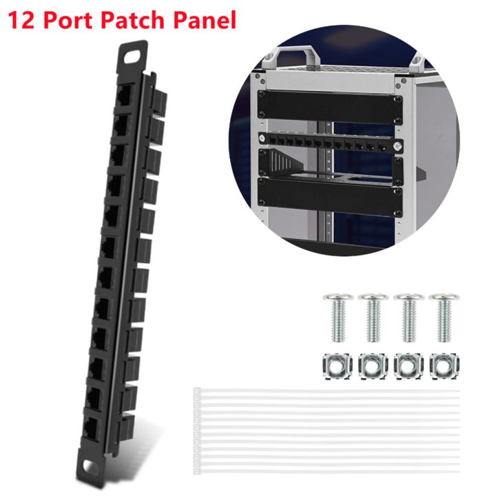 Socket Patch Panel Cat6A 12 Port Patch Panel Full Shielded Wall Mounted For RJ45 Keystone ...