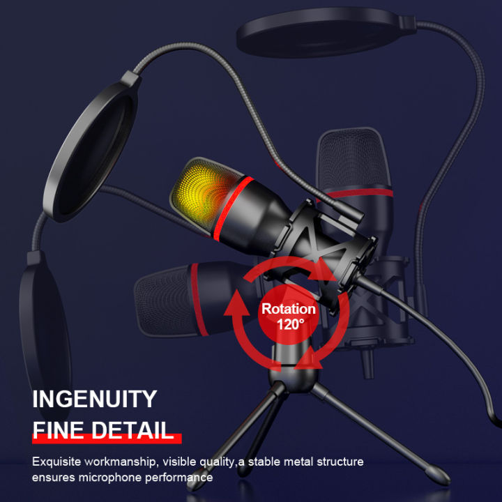 Computer%20Condenser%20Microphone%20Professional%20For%20PC%20Laptop%20USB%20Wired%20Streaming%20Sound%20Live%20Podcast%20RGB%20Record%20Gaming%20Accessories%20-%20Image%205