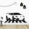 1pc Car Self Adhesive Vinyl Wallpaper Sticker For Living Room Decoration Sport Car Wall Decal Accessories Murals. 