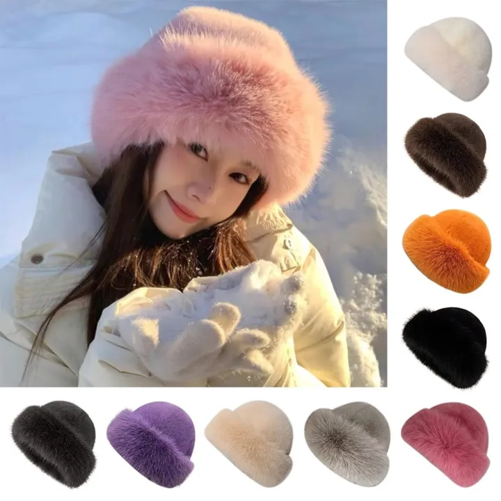 New%20Fluffy%20Fur%20Winter%20Hat%20Solid%20Color%20Thicken%20Bucket%20Hat%20Cold%20Windproof%20Berets%20Chrismas%20s%20-%20Image%205