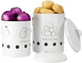 G.a HOMEFAVOR Set of 2 Antique Cream Vintage Potato Onion Kitchen Storage Canisters Jars Pots Containers 2 Pack Set. 