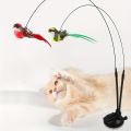 Interactive Cat Teaser Wand Set with Realistic Birds- Handfree Long Pole&Double Rod, Bell And Strong Suction Cup for Active Play. 