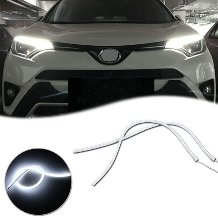 2pcs Pure Illuminating White Headlight LED Daytime Lights DRL Strip ...