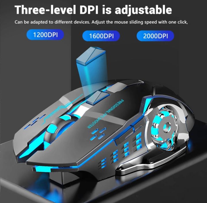 RECHARGABLE Wireless Gaming Mouse RGB For IOS Android Mac & Computer Laptop