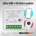 220V Smart WIFI+RF remote control AC switch 1ch 1gang Home automation 433mhz support timer & schedule, inching mode-push button mode google assistan amazon alexa. 