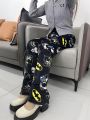 Batman Hello Kitty Cartoon Pants Flannel Pajamas Sanrio Winter Pajama Kitty Cat Pajama Trousers Kawaii Home Pant Winter Clothing. 