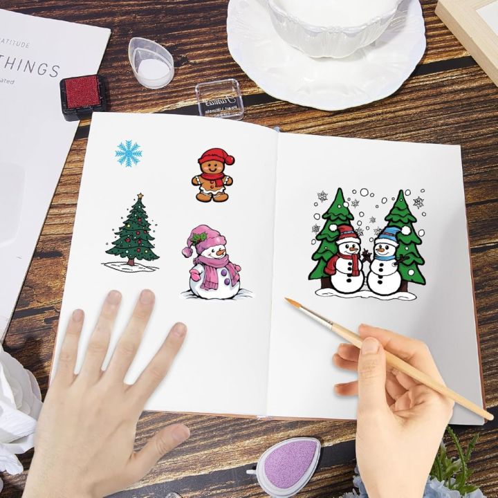 Christmas%20Clear%20Stamps%20Snowman%20Gingerbread%20Man%20Snowflake%20Merry%20Christmas%20Tree%20Transparent%20ReusableRubber%20Stamp%20-%20Image%204