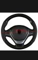 Universal Leather Steering Wheel Cover Carbon Fiber Pattern Fashion Sport Hand Stiches Soft Anti-Slip. 