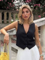 HH Women Fashion Solid Suit Vest Sleeveless Cropped Waistcoat Tops Vests Spring Summer Casual Office Lady Chic Tops. 