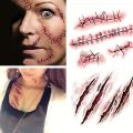 Zombie Scars Tattoos with Fake Scab Bloody Makeup Fool's Day Prank Props Party Decoration Wound Scary Sticker for Cosplay Costum. 