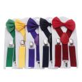 Kids Elastic Suspenders Bow Tie set Matching Tuxedo Suit Unisex Boy Girl Bowtie Wedding Costume Adjustable Y-Back Brace Belt.