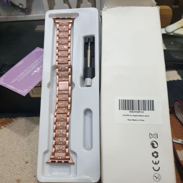 (B). Lelong Apple Watch Bling Band Rose Gold