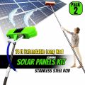 solar panels cleaning Brush with Water system & solar wipe  & sponge with Stainless Steel Rod  Extendable. 