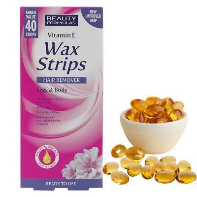 Beauty Formulas Wax Strips Vitamin E 40 strips Big Pack Legs & Body