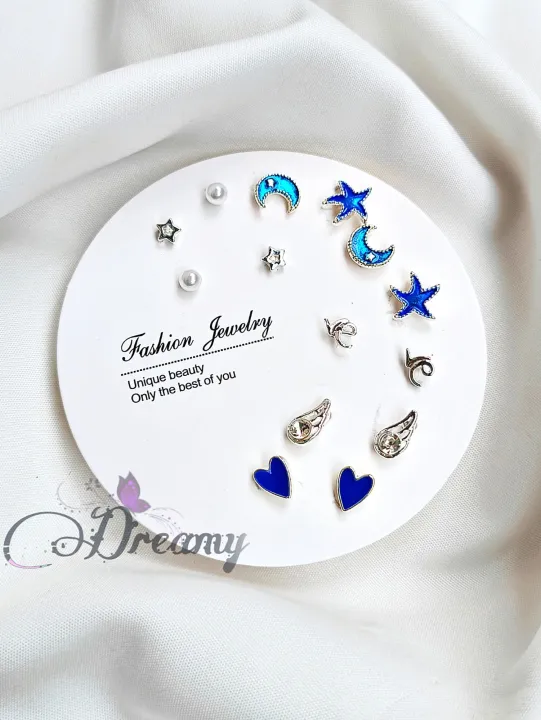 Simple%20Cute%20Stone%20Design%207%20Pairs%20Earrings%20Set%20for%20Girls%20Women's%20Fashion%20Jewellery%20-%20Image%209