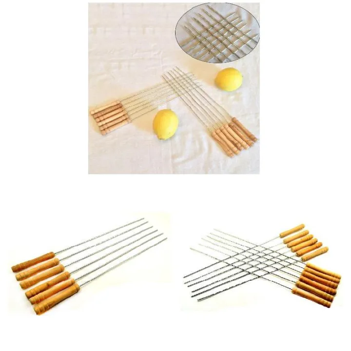 BBQ%20Barbecue%20Clip%20set%20Skewers%2030cm%20Stainless%20steel%20+%20wood%20Needle%20Utensil%20rust%20resistant%20Pins%20BBQ%20Accessories%20Outdoor%20-%20Image%203