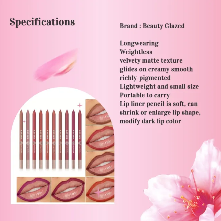 BEAUTY%20GLAZED%20WATERPROOF%20&%20LONG%20LASTING%20LIP%20LINER-#B108%20SANGRIA%20RED%20-%20Image%202