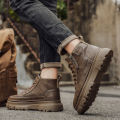 Men Boots Autumn Leather Waterproof Mid-top Sports Shoes New Fashion Ankle Boots Casual Outdoor Hiking Boots Shoes Male Sneakers. 