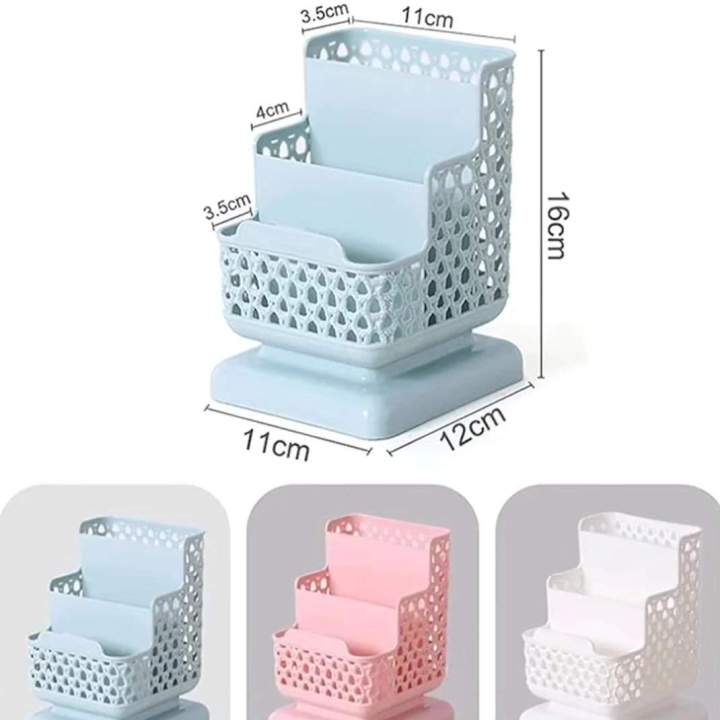 Top Quality Office Organizer ( Height 6 inch Width 3 inch Length 4 Inch ) Desktop Pen Storage Box Pencil Brush Pot Pen Holder Makeup Brush Plastic Container Desk Organizer