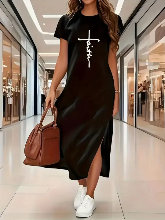 SummerLoose%20and%20comfortable%20long%20dress%20long%20T-shirt%20dress%20women's%20summer%20clashing%20dresses%20-%20Image%207