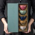 A Set of Handmade Ceramic Teacups, A Total of 5 Pieces, Traditional Kiln-changed Wuxing Kung Fu Teacup, Jianzhan Style.
