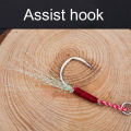 20/100pcs Slow Jigging Fishing Cast Jigs Assist Hook Barbed Single Jig Hooks Thread Feather Pesca High Carbon Steel Fishing Lure.