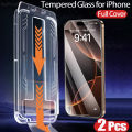 2Pcs Full Cover Tempered Glass For iPhone 17 16 15 14 13 12 11 Pro Xs Max X XR Screen Protector With Dust Free Install Box Film. 