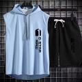 Men's track suit summer sportswear two-piece t-shirt shorts brand tracksuit jogging men's sports suit fitness clothes exercise. 