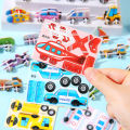 30Pcs 3D Cartoon Car Paper Jigsaw Puzzle Construction Truck Toys Kids Birthday Party Favors  for Guests Goodie Pinata Filler. 