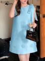 ZANZEA Women Elegant Sleeveless Mini Dress Korean Decor Flower Bow Tank Robe 2024 Autumn Round Neck Vestidos Holiday Party Dress.