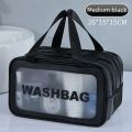 Dry-wet separation double transparent PU makeup bag portable washing bag cosmetic storage bag travel fitness swimming essentials. 